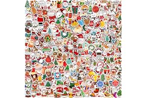 QILUCKY 300pcs Aesthetic Cute Christmas Deer Stickers, Colorful VSCO Kawaii Waterproof Sticker Pack, Hydroflask Laptop Water Bottle Skateboard Diary Luggage Skateboard Stickers Best New Year's Gift (Style B)