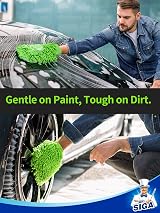 MR.SIGA Microfibre Car Wash Mitt 2 Pack Dual-Color Green Grey view 3