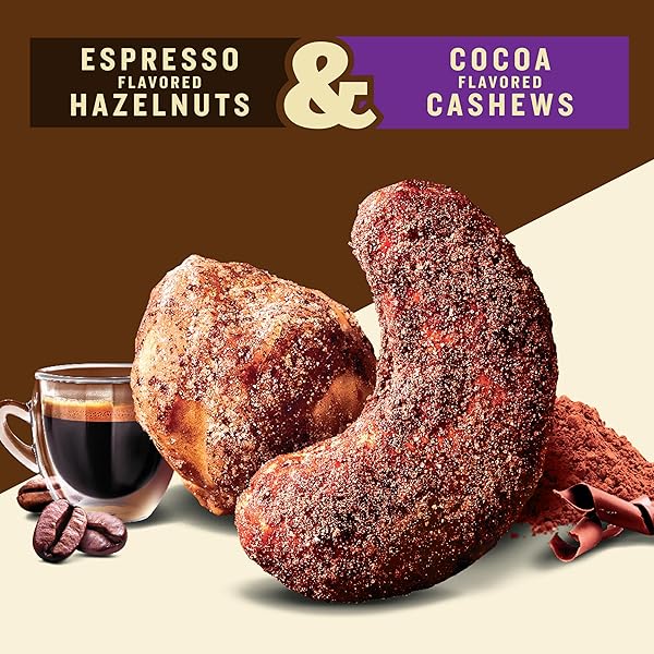 PLANTERS NUT DUOS, FLAVORED NUTS SNACK PACK – COCOA CASHEWS & ESPRESSO HAZELNUTS 5OZ