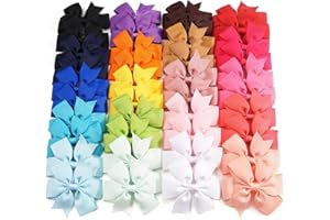 CÉLLOT 40Pcs 3 Inch Boutique Grosgrain Ribbon Pinwheel Hair Bows Alligator Clips For Girls Toddlers Accessories Teens Gifts In Pairs