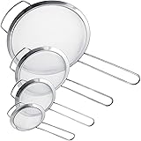 U.S. Kitchen Supply - Set of 4 Premium Quality Fine Mesh Stainless Steel Strainers with Wide Resting Ear Design - 3", 4", 5.5