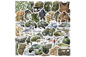 50 Pcs Military Themed Stickers,Cool Army Decor for Suitcase, Water Bottle, DIY, Laptop, Skateboard, Luggage, Party Gift, Sel