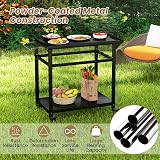 TANGZON Outdoor Grill Cart with 4 Lockable Wheels 108x50x88cm view 5