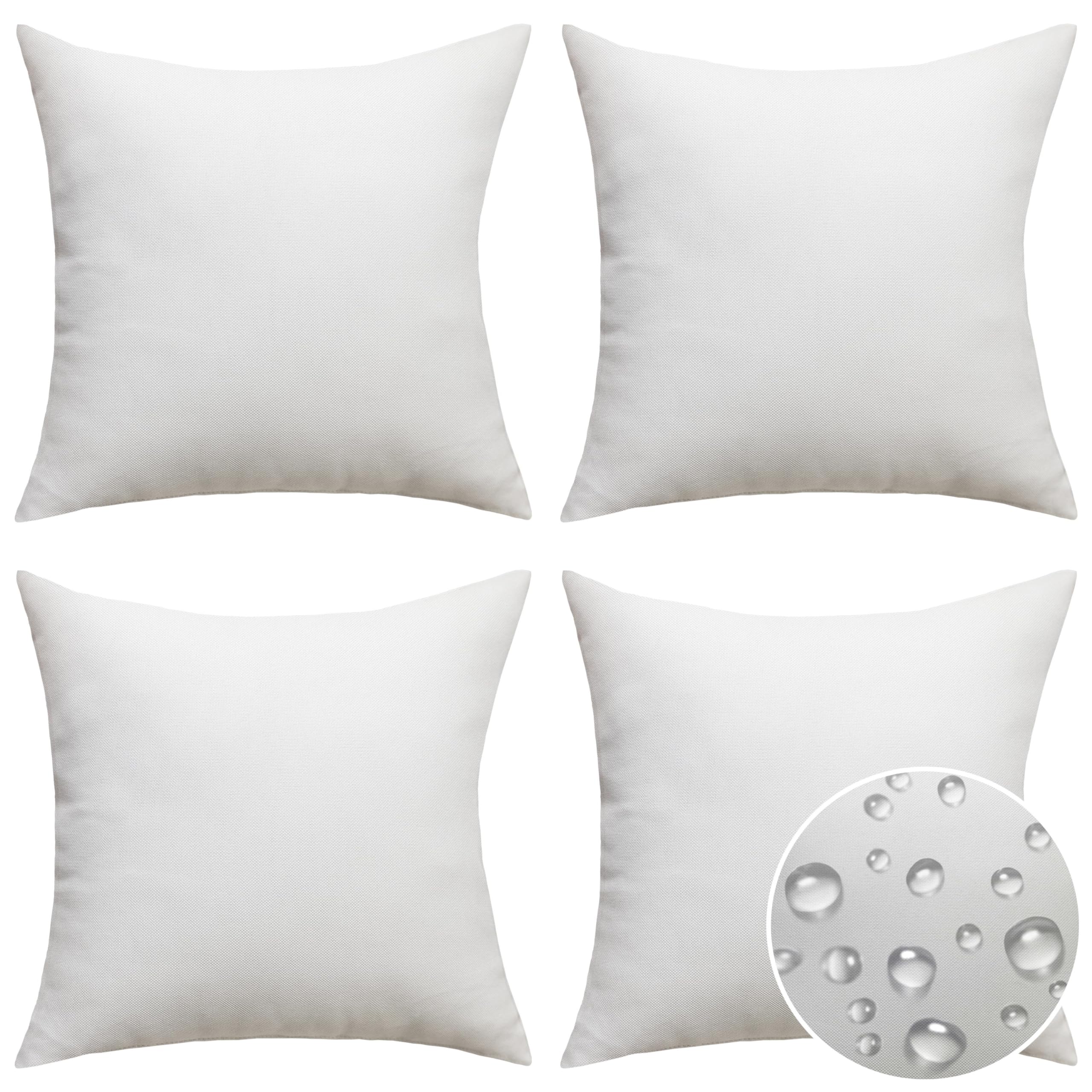 Home Brilliant White Outdoor Cushion Cover 45 x 45 for Scatter Cushions, Linen Decoration Throw Pillow Cover 18x18 Waterproof Cushions, 45cm x 45cm, Set of 4, White