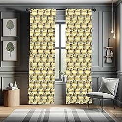 Lunarable Mustard Window Curtains, Tropical