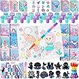 BenLouis 96Pcs Mermaid Party Favors Little Mermaid Coloring Books Crayon Stickers Set Bulk for Kids Mermaid Birthday Decor Baby Shower Candy Goodie Bag Stuffer Classroom Rewards Pinata Supplies