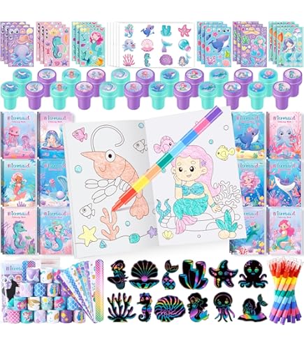 Amscan Bacchette Magiche Sirena Con Nappe Colorate - 6 Pezzi, Bastoncino Rosa E Conchiglia - Regalo Festa Bambine