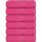 Belizzi Home Ultra Soft 6-Piece Hand Towel Set 16x28-100% Ringspun Cotton - Durable & Highly Absorbent Hand Towels - Ideal for use in Bathroom, Kitchen, Gym, Spa & General Cleaning - Hot Pink