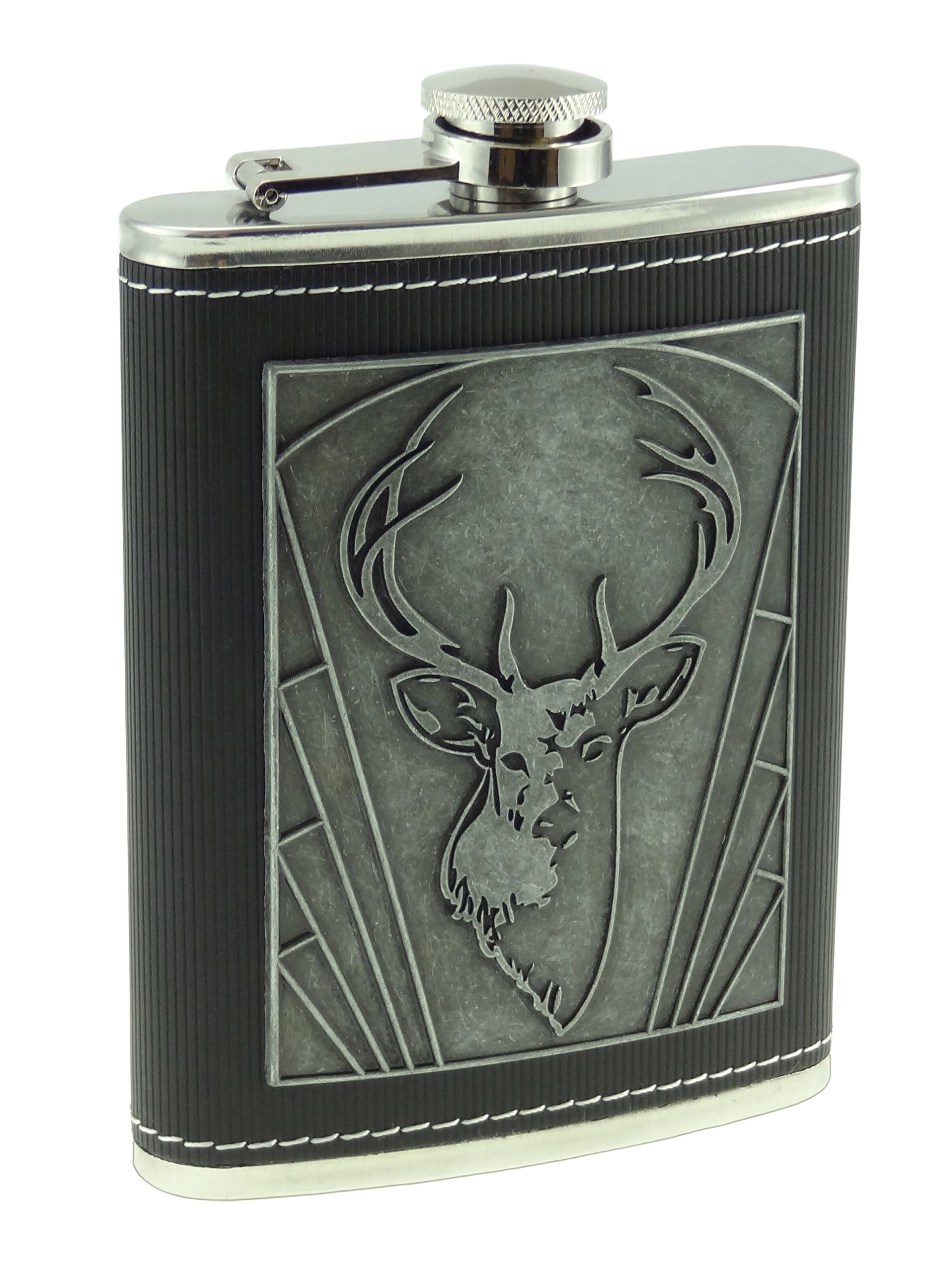 Stag Head Embossed Hip Flask 8oz