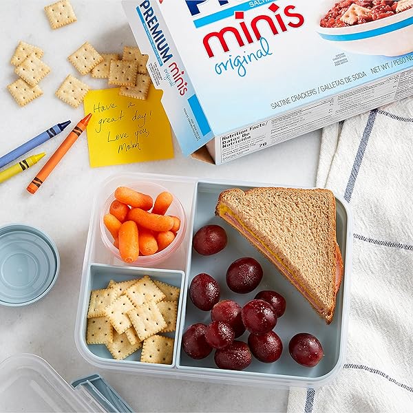 PREMIUM SALTINE CRACKERS VARIETY PACK, 2 MINI AND 2 SOUP & OYSTER CRACKERS, LUNCH SNACKS, BULK SNACKS, 4 PACKS