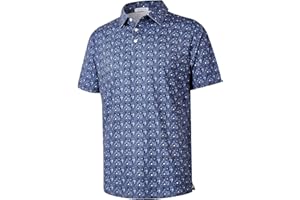 ELETOP Men's Golf Polo Shirts Short Sleeve Moisture Wicking Hawaiian Tropical Polos Performance Golf Shirts for Men Dry Fit