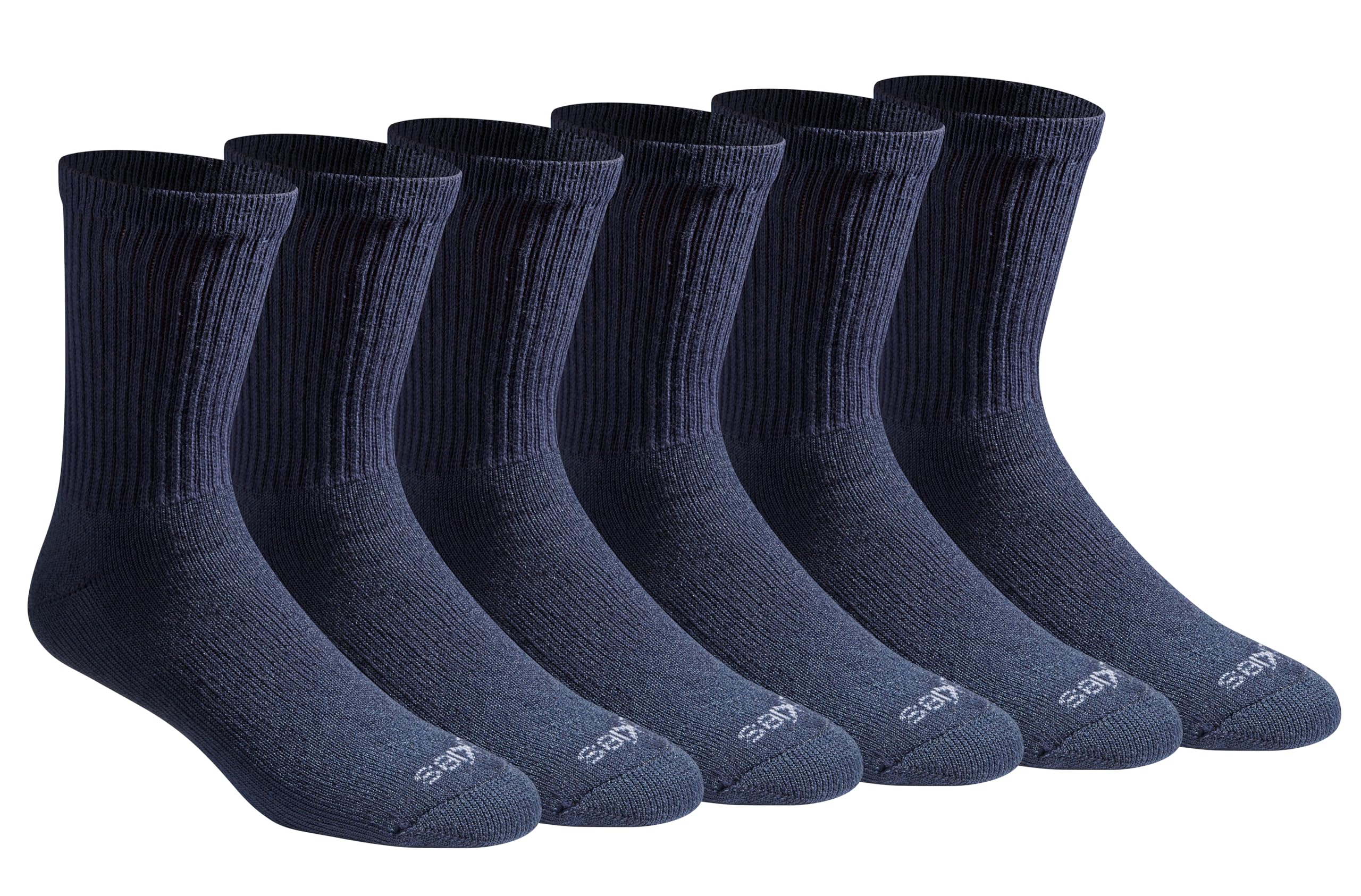 Photo 1 of   Dickies Men's Dri-Tech Moisture Control Mid-Crew Socks, Available in M-XL (6, 12, Comfort Length Navy (6 Pairs), Medium