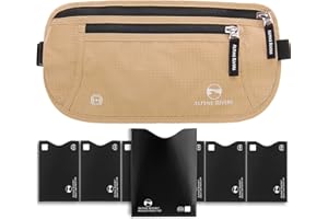Alpine Rivers Money Belt - RFID Blocking Hidden Travel Wallet + 7 Bonus Sleeves