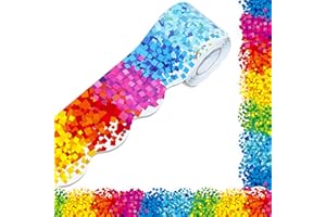 ERKE 60 Feet Bulletin Board Borders, Confetti Scalloped Rolled Border Trim for School, Classroom & Offices