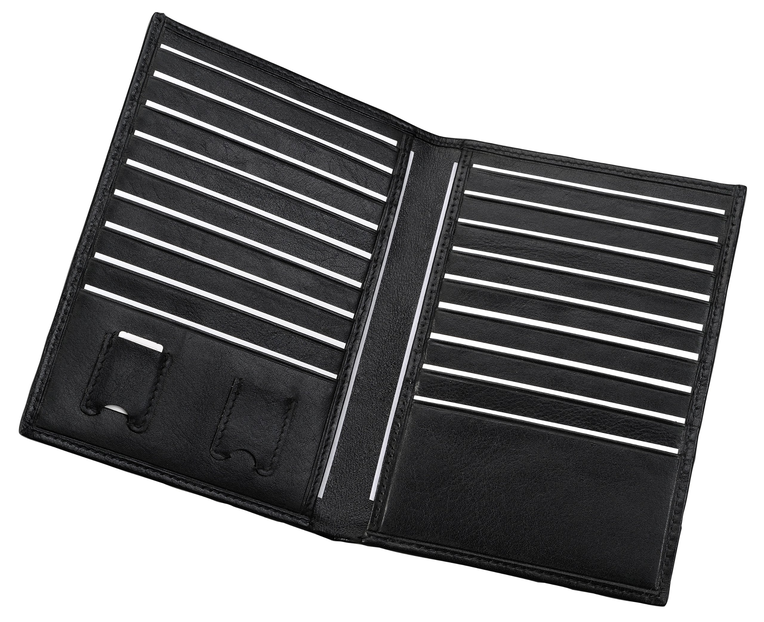 Alassio Credit Card Holder - Black, Genuine Leather, 18 Card Slots, 2 SD/SIM Slots, 2 ID Slots, 2-Year Guarantee, Unisex Adults