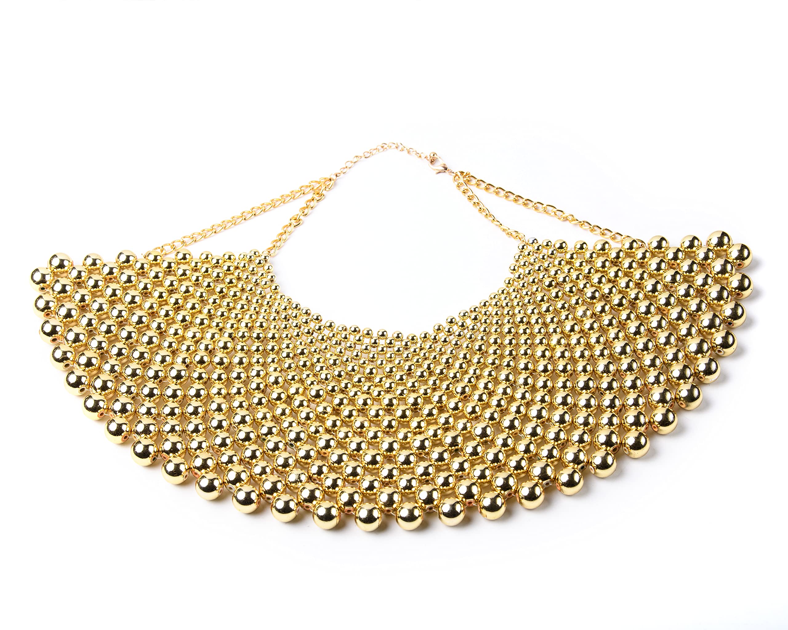 ruech Statement Choker Beaded Pearl Bib Collar Necklace Tribal Gold Silver Black Red (Gold)