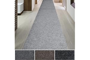 iCustomRug Hallway Runner Rug – 3x8ft Grey, Indoor/Outdoor, Non-Slip Rubber Backing, Low-Profile All-Weather Carpet, Non-Shedding & Easy Care, Entryway Mat Ideal for High Traffic Areas