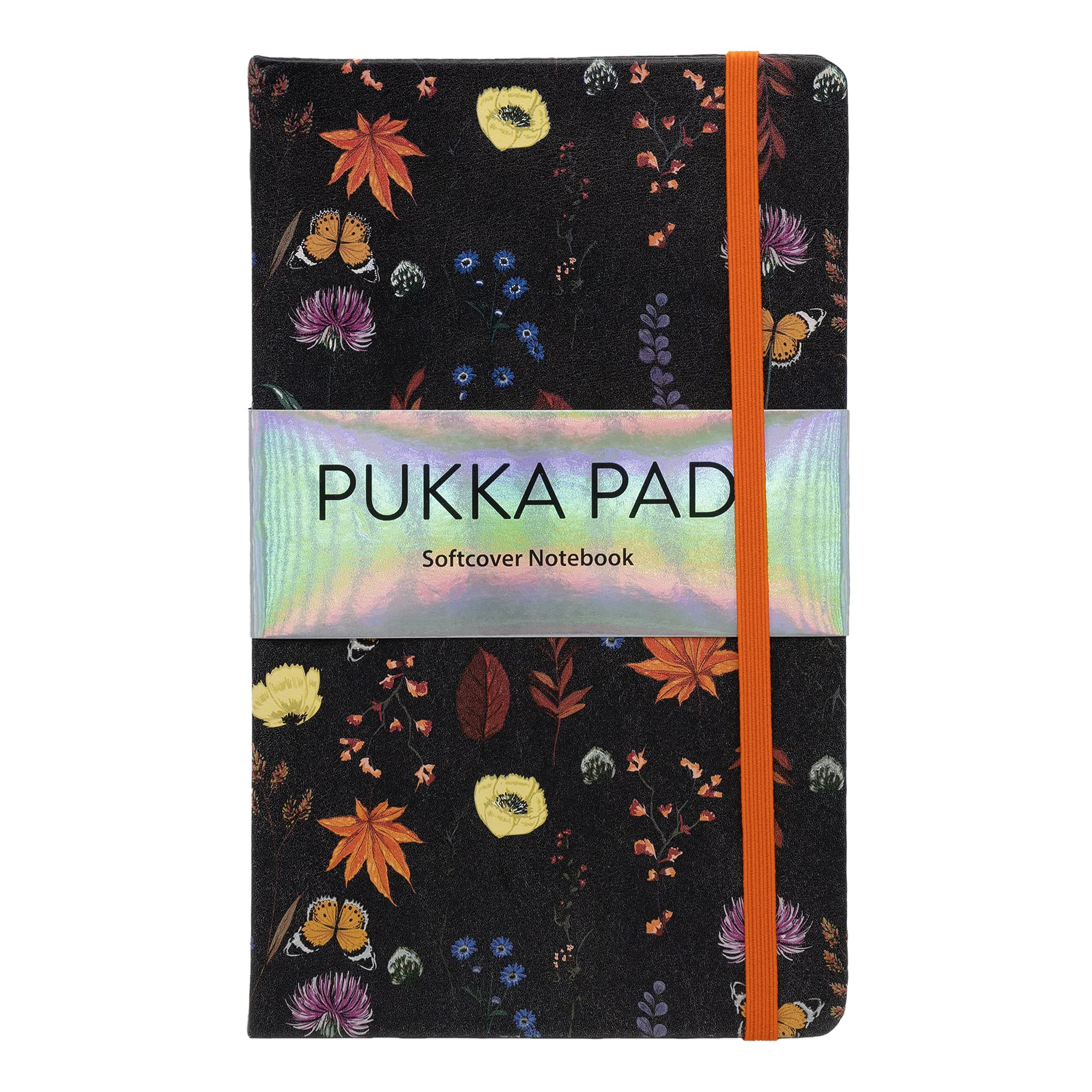 Pukka Pad Bloom Softcover Pad Notebook – 21 x 13cm – Pack of 1 Floral Design, Black