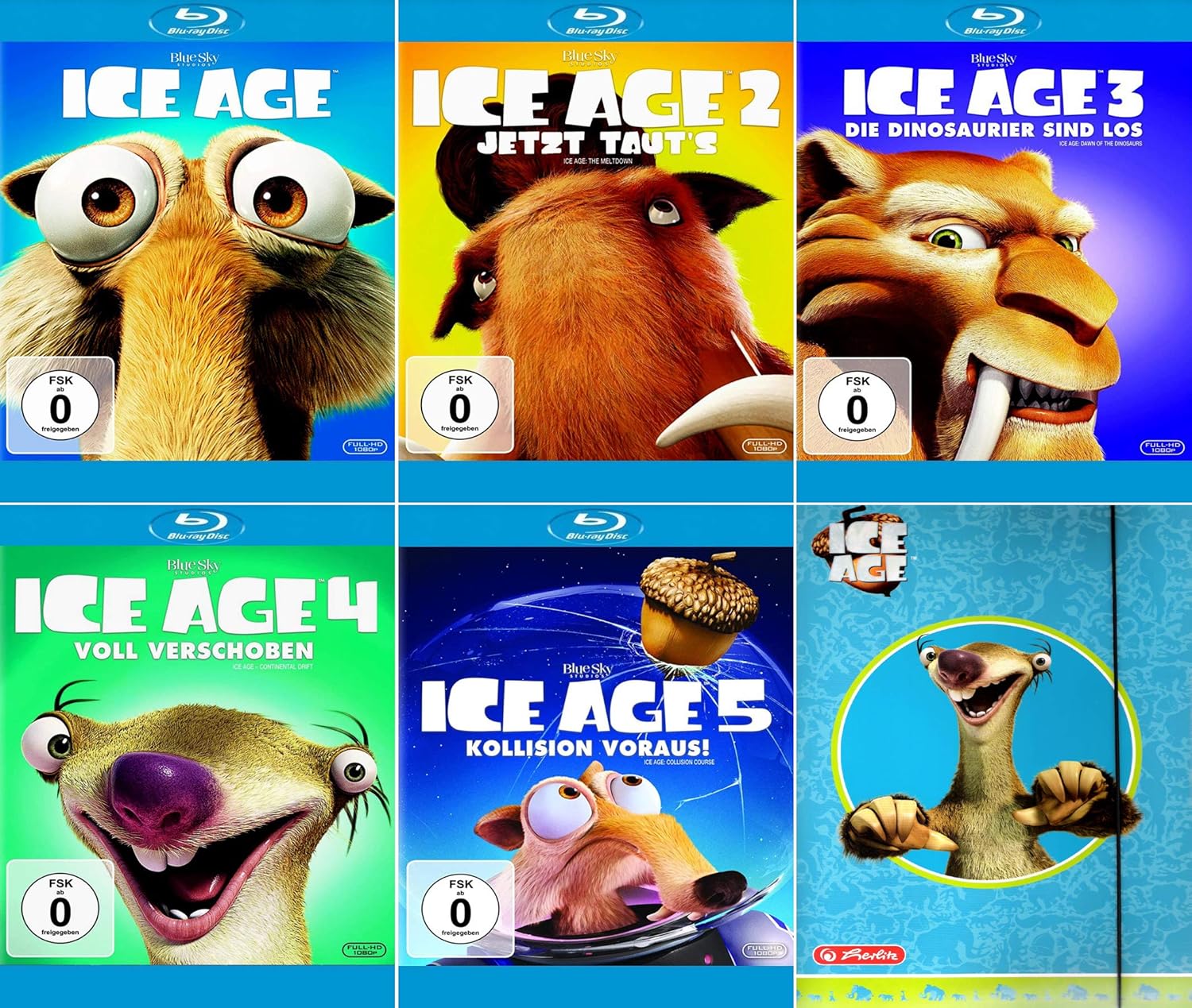 Ice Age 1 5 Collection 5 Bluray Set + a Portfolio Sid Design No Box