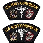 Navy Corpsman Patch Fleet Marine Force FMF (Black, 2 Pack)