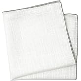 BELLUNO White Pocket Square with Embroidered Color Edge