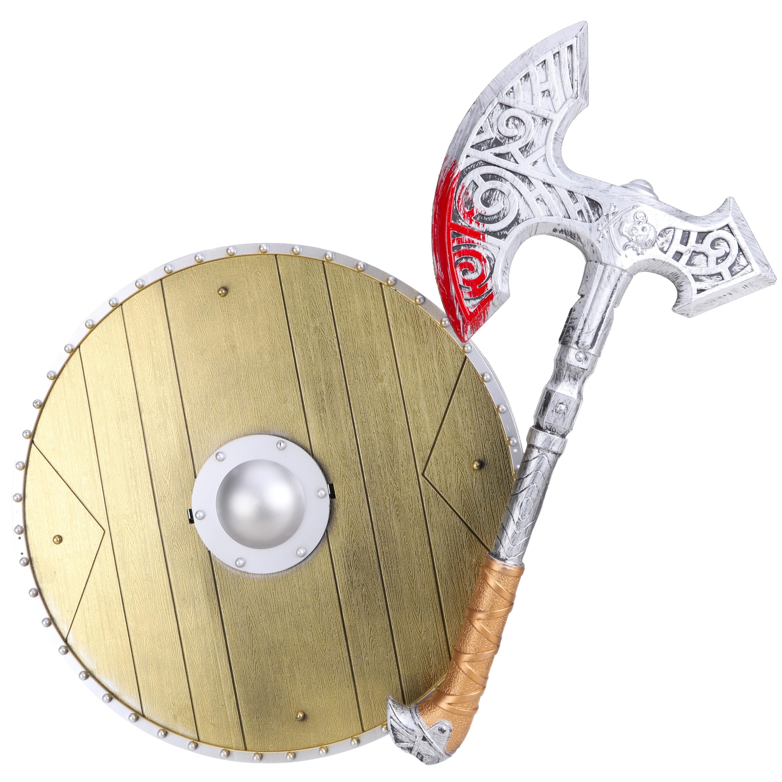 Toylandยฎ 50cm (20โ) 2 Piece Plastic Axe & Shield Set - Pretend Play - Viking Fancy Dress Accessories