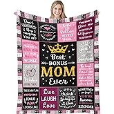 Puzopal Bonus Mom Gifts, Mothers Day Bonus Moms Blanket 60" x 50", Gift for Stepmom, Step Moms Birthday Gifts, Christmas to My Bonus Mom Gift from Daughter Son