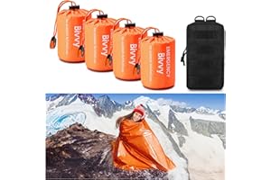 GEARHILL Emergency Sleeping Bags for Survival, with Whistle, Portable Bivy Sleeping Bag Waterproof Blanket for Camping Hiking and Other Outdoor Activities.