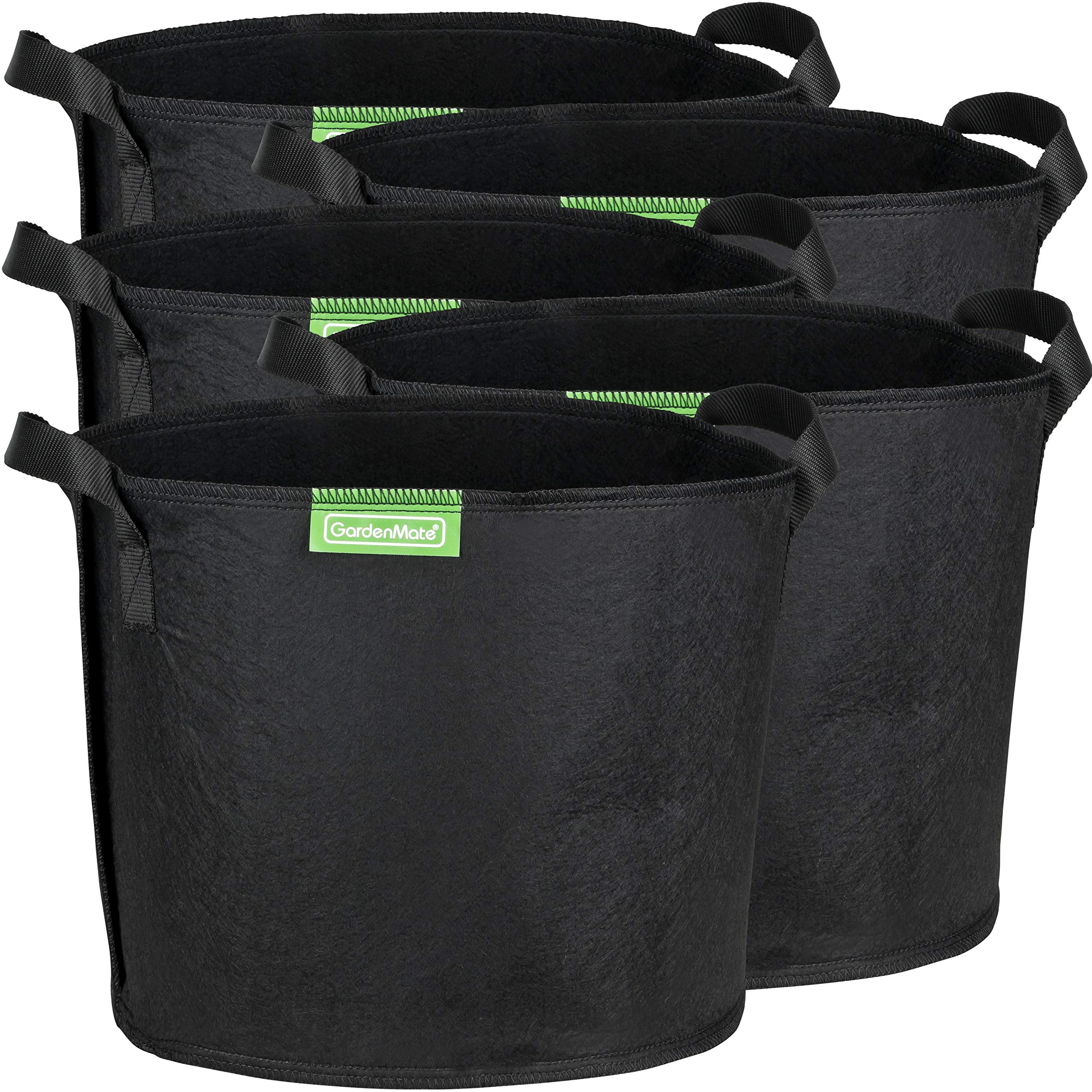 GardenMate 5-Pack 20 litres/5 gallons soft-sided plant pots – Grow bags with soft felt-like texture that promote air root pruning - BLACKLINE — image 1