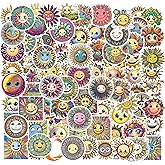 100 Pcs Sun Vinyl Stickers, Happy Smiley Face Sunshine Stickers Decals, Scrapbooking Stickers Aesthetic for Kids Adult Teacher Party Favors Journal Calendar Envelopes Decor
