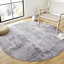 WondRg 5x5 Washable Round Rug Grey Abstract Modern