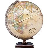Easy to Assemble Replogle World Classic Globe, 12" Desktop World Globe For Home or Office Desk Decor, Raised Relief, Up-to-date Cartography, Made in the USA, Antique