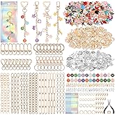Modacraft 617 Pcs Charms Lip Gloss Keychain Making Kit, DIY Bag Charm Kit Including 32 Key Chain Hooks 35 Extender Chains 308 Charms 200 Jump Rings 20 Lobster Clasps 20 Gift Bags for Craft Supplies