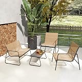 Grand patio 4-Piece Conversation Set Brown Garden Table Chairs Mesh Sling view 8