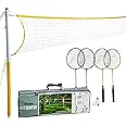 Franklin Sports Badminton Net Sets - Outdoor Backyard + Beach Badminton Net + Equipment Set - (4) Rackets + (2) Birdies + Portable Net Included - Adults + Kids Set