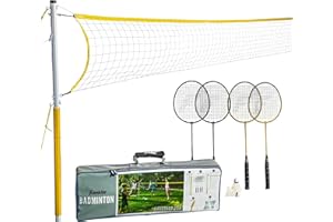 Franklin Sports Badminton Net Sets - Outdoor Backyard + Beach Badminton Net + Equipment Set - (4) Rackets + (2) Birdies + Portable Net Included - Adults + Kids Set