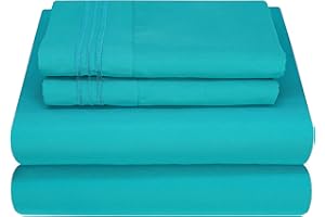 Mezzati Ultra Soft and Lightweight Bed Sheet Set - Brushed Microfiber Bedding for a Comfortable Night's Sleep (Ocean Teal, Queen Size)