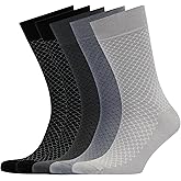 VRD Mens Dress Socks Bamboo Rayon 5-Pack Crew Socks Mid-Calf Length Fits Shoe Size 8-13 Gift Box