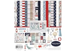 ECHO PARK PAPER Carta Bella Paper Company By The Sea Collection Kit paper, red, blue, navy, teal, cream 12-x-12-Inch