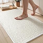 AevitasX Ultra Thin Door Mat Low Pile Washable Cream Thin Bathroom Rugs Fit Under Door Small Quick Dry Bath Mats Non Slip Shower Rug, 17" × 24"