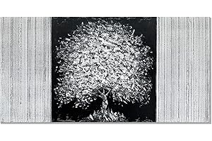Slyart Black and White Wall Art Abstract Large 3D Modern Oil Painting on Canvas Hand Painted Textured Tree Artwork Contemporary Art Home Decorations Wall Decor