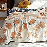 Scientific Sleep Lemon 100% Cotton Muslin Blanket Throw Cover for Bed Couch Sofa Cozy Soft Reversible Bedding Blanket Quilt Bedspread Coverlet Twin 60 in x 80 in