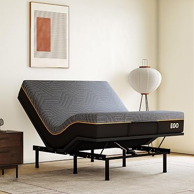 EGOHOME Adjustable Bed Frame Queen and 12 inch Memory Foam Mattress,Wireless Remote Adjustable Bed Base with 12" Metal Legs and Head and Foot Incline, Zero Gravity, Easy Assembly