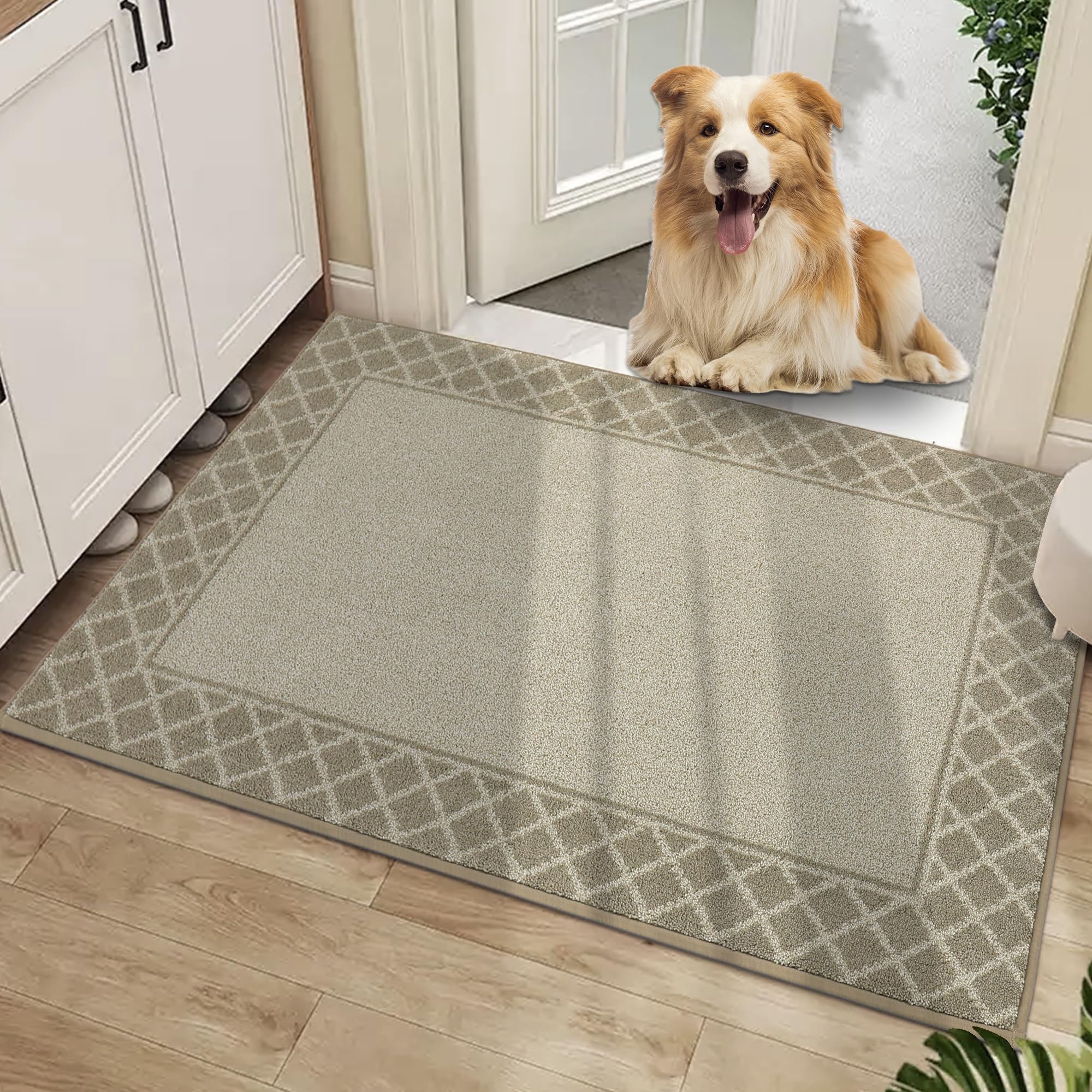 Photo 1 of **PHOTO FOR REFERENCE** BEQHAUSE Door Mat Dirt Trapper Non Slip Entryway Rugs Absorbent Welcome Mat Low Profile Washable Front Door Mat for Muddy Paws,Entrance,Hallway, 24" x 36",Beige