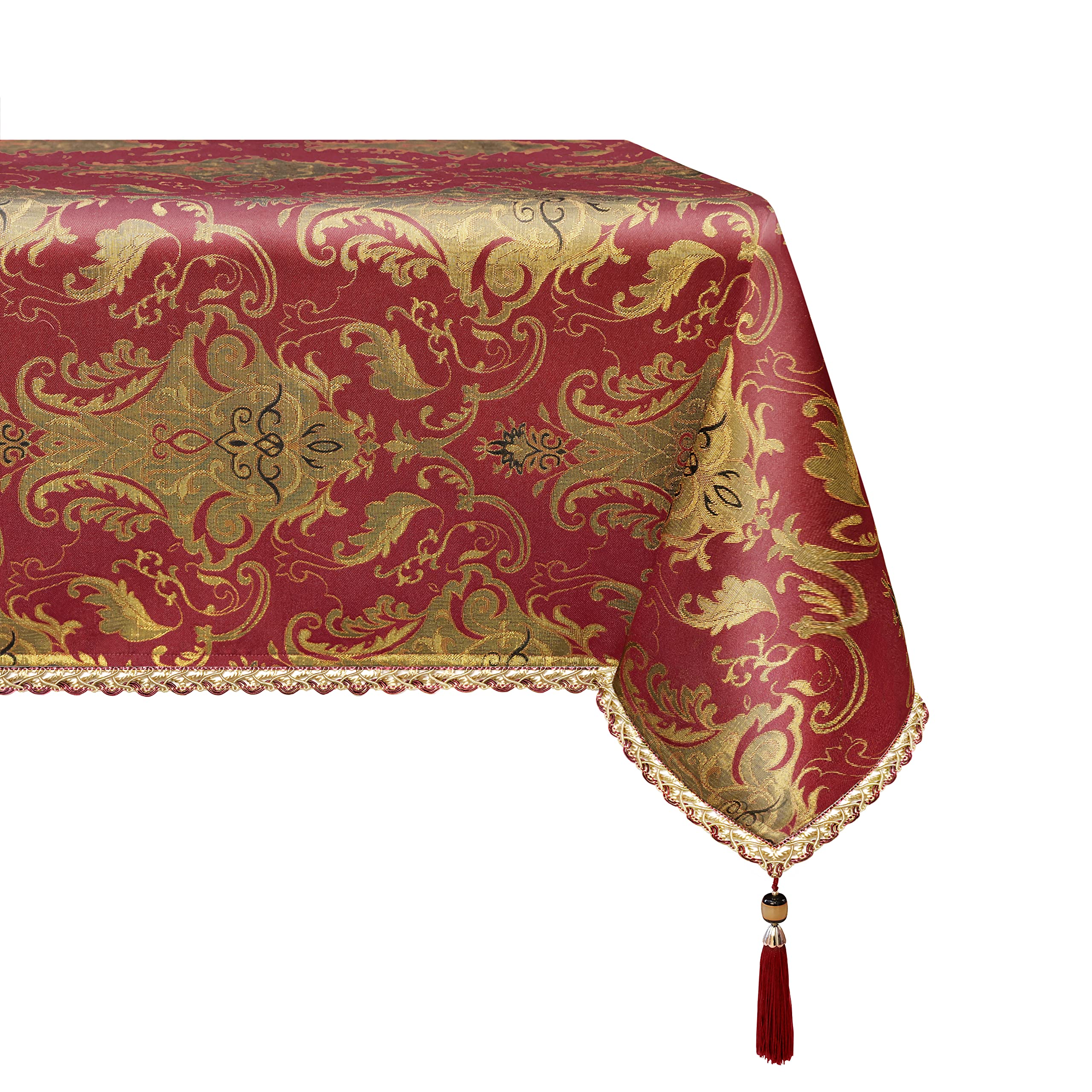 TOPLUXE Table Cloth, Luxury Tablecloth Rectangle Table Cover for Dining Room/Restaurant Table Decoration (140x240cm, Burgundy)