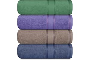 Casa Lino Multicolor II Bath Towels Set of 4 (54" x 27") - Large Bathroom Towel Set - 100% Cotton Towels for Bathroom - Highly Absorbent & Quick Dry Bath Towel Multipack - New Apartment Essentials