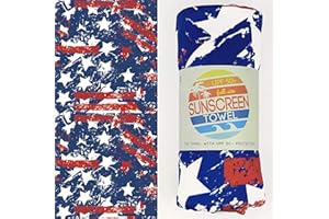 LUV BUG CO Luv Bug UPF Pool/Beach Towel, Sunscreen Towel, UV Protection, UPF 50+, Sand Free, Absorbent, & Quick Drying for Swimming, Beaches, Camping, & Travel (28.5" x 58.5", Stars and Stripes)