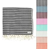 Sand Cloud Turkish Beach Towel - Sand Proof - 100% Certified Organic Turkish Towel - Quick Dry Towel for Beach, Picnic, Blanket or Bath Towel - As Seen on Shark Tank - Gocek (Black)