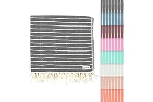 Sand Cloud Turkish Beach Towel - Sand Proof - 100% Certified Organic Turkish Towel - Quick Dry Towel for Beach, Picnic, Blanket or Bath Towel - As Seen on Shark Tank - Gocek (Black)