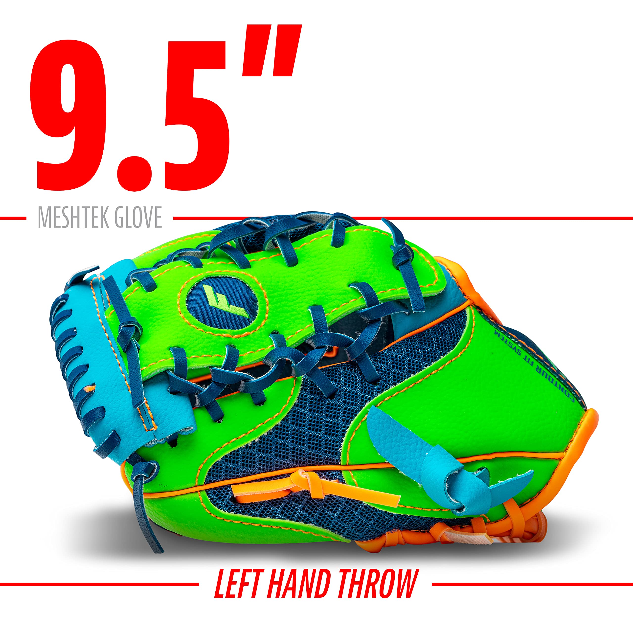 Franklin Sports Kids Baseball Glove + Foam Ball Sets - Meshtek Youth Teeball Gloves for Kids + Toddlers - Left + Right Hand Throw - 9.5